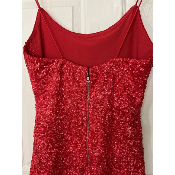 New Alice + Olivia Nelle Red Sequin Micro Mini Dress - Picture 7 of 12